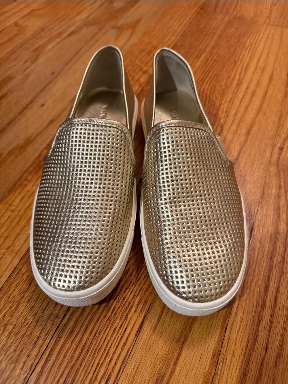 Vince- Slip-On Perforated Metallic women’s Sneakers - Gold